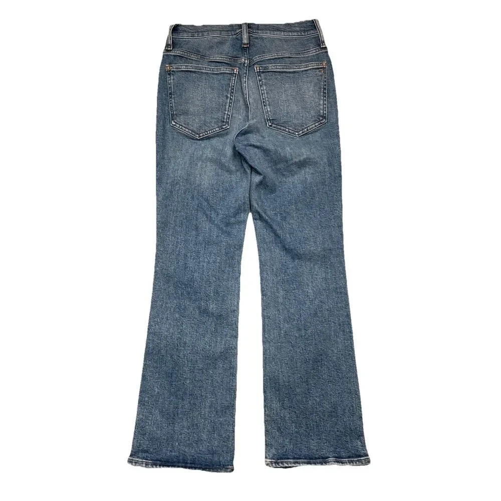 Madewell Kick Out Jeans 26 (26x27) Blue Denim High Mid Stretch Bootcut Womens